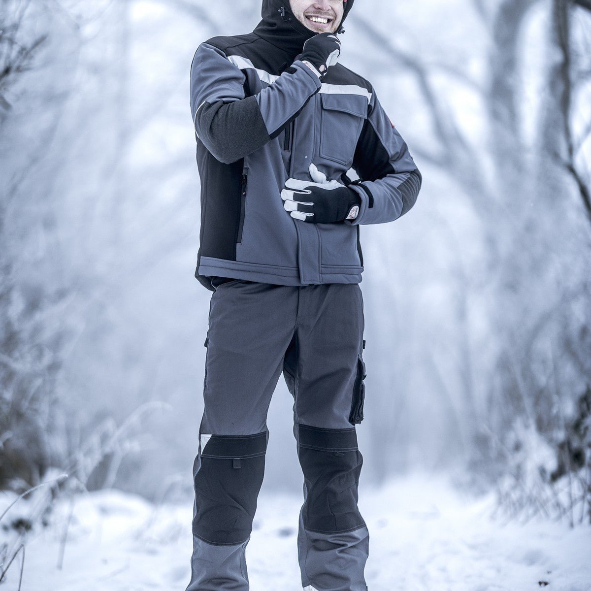 NITRAS DEXTER WINTER, rękawice mechaniczne, kolor szaro-czarny