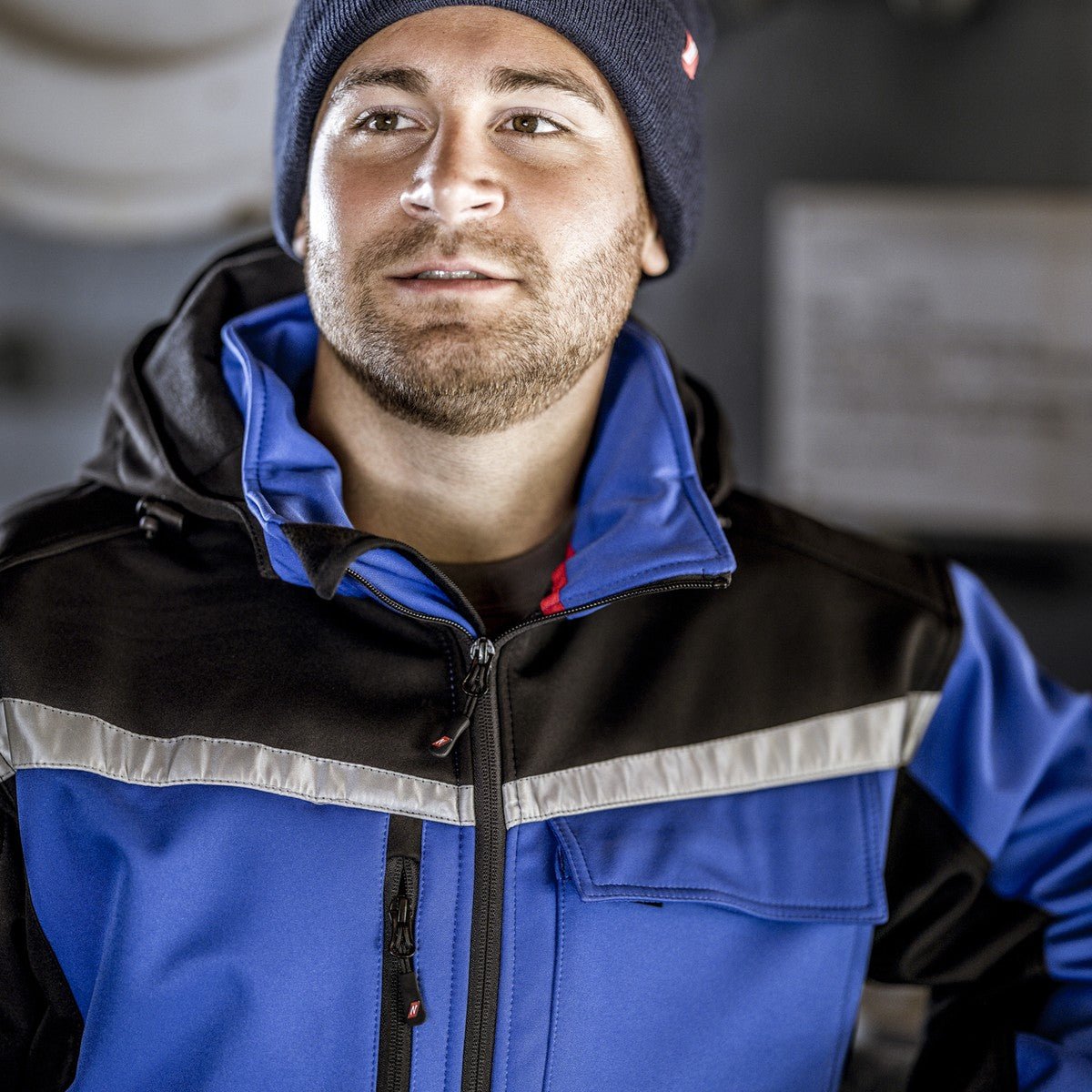 NITRAS MOTION TEX PLUS, kurtka softshell w kolorze błękitu królewskiego/czarnego