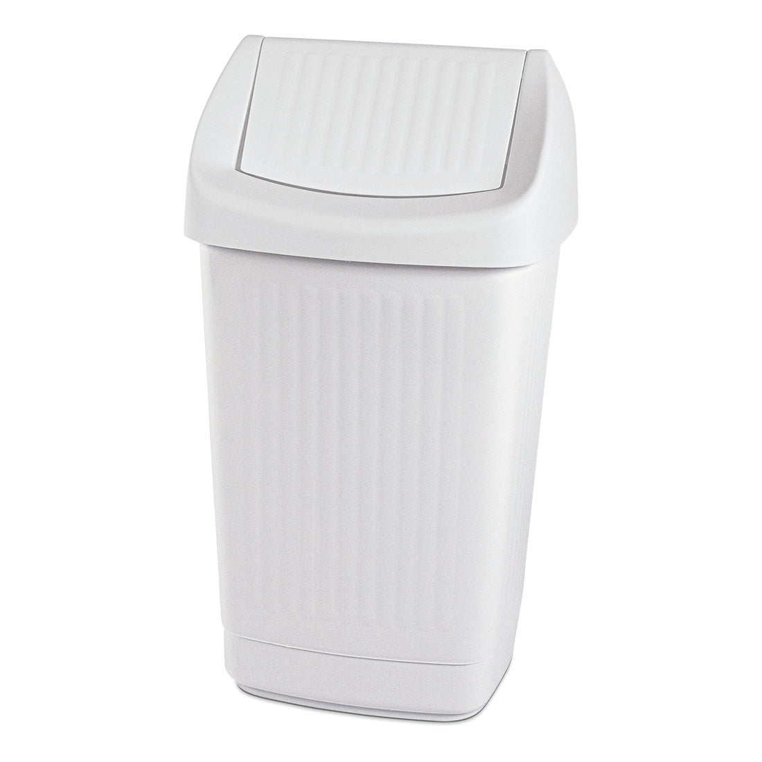 Der Nölle Profi Brush Schwingdeckeleimer weiß von Nölle Profi Brush Bürsten- & Pinseltechnik e.K. ist ein rechteckiger Mülleimer mit Schwingdeckel und gerillter Oberfläche - ideal für hygienische Abfallentsorgung vor neutralem Hintergrund.