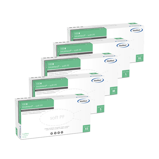 Rękawiczki badawcze MaiMed-soft PF lateksowe niejałowe bezpudrowe 100 szt./op