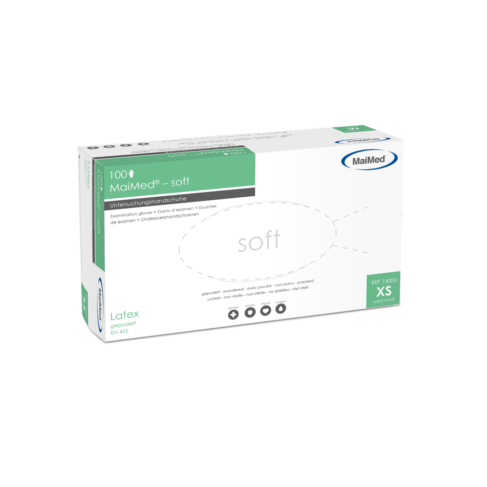 Rękawiczki badawcze MaiMed-soft, lateksowe, niejałowe, pudrowane, 100 szt./op
