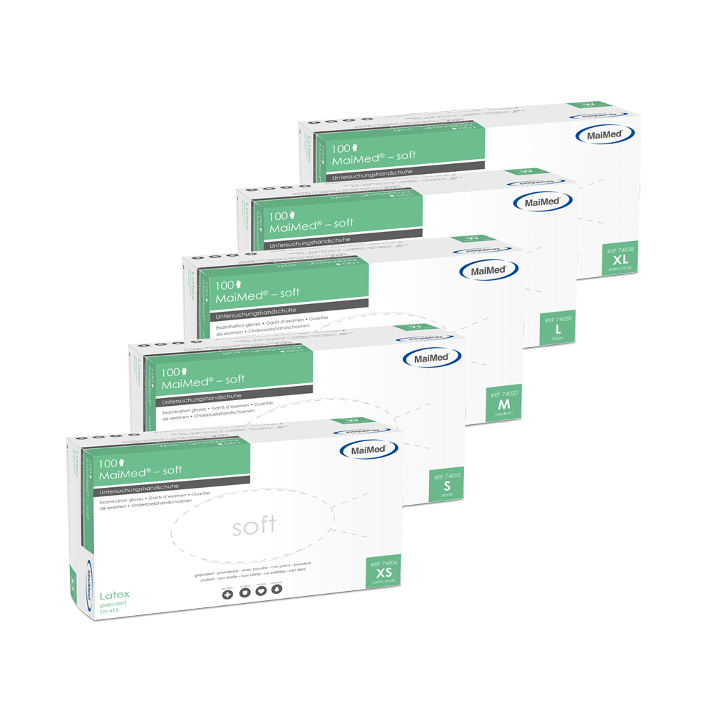 Rękawiczki badawcze MaiMed-soft, lateksowe, niejałowe, pudrowane, 100 szt./op
