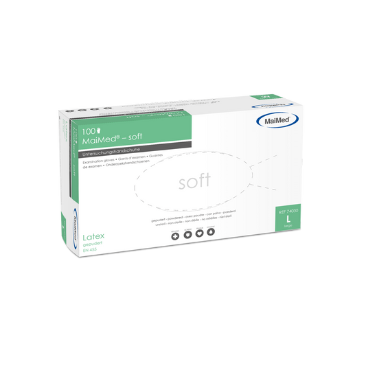 Rękawiczki badawcze MaiMed-soft, lateksowe, niejałowe, pudrowane, 100 szt./op
