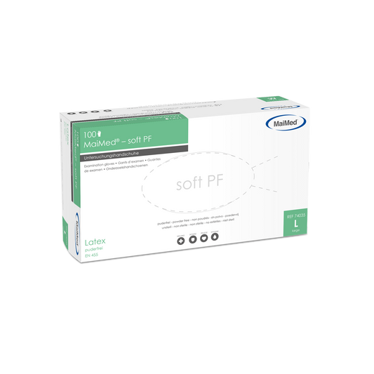 Rękawiczki badawcze MaiMed-soft PF lateksowe niejałowe bezpudrowe 100 szt./op
