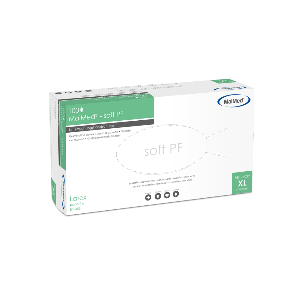 Rękawiczki badawcze MaiMed-soft PF lateksowe niejałowe bezpudrowe 100 szt./op