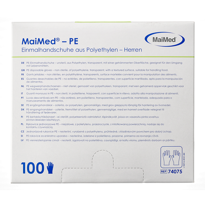 Rękawiczki jednorazowe MaiMed-PE wykonane z PE, niejałowe, 100 szt./opakowanie