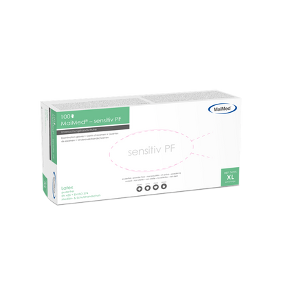 Rękawiczki do badań lateksowych MaiMed Sensitive, niejałowe, bezpudrowe, 100 szt./op