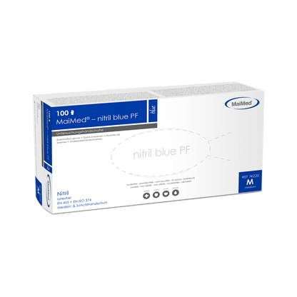 MaiMed-nitryl blue PF Blue, niesterylny, proszek. Rękawiczki bezlateksowe 100 szt./opakowanie