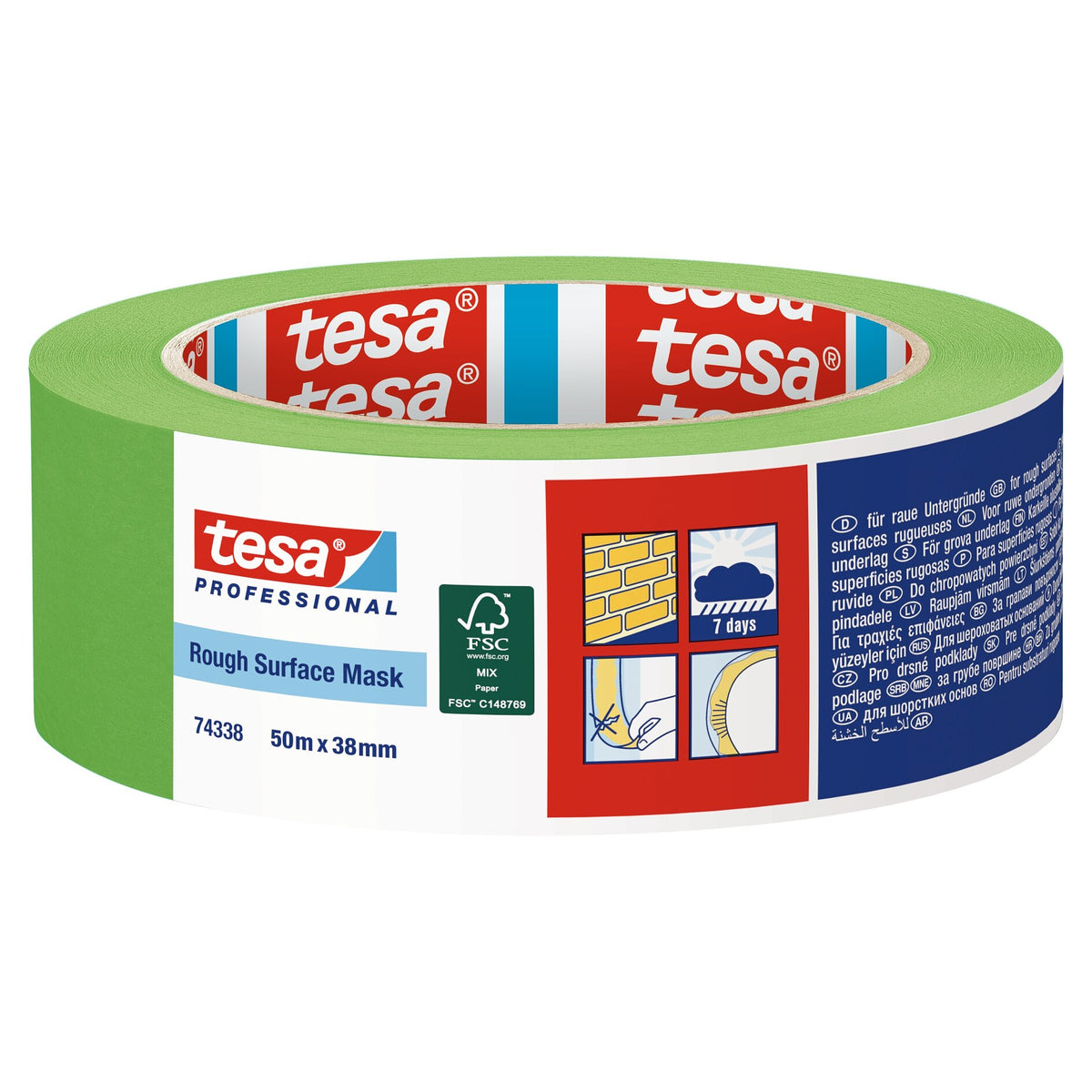 tesa Professional 74338 Rough Surface Abdeckband, grün 50 m x 38 mm