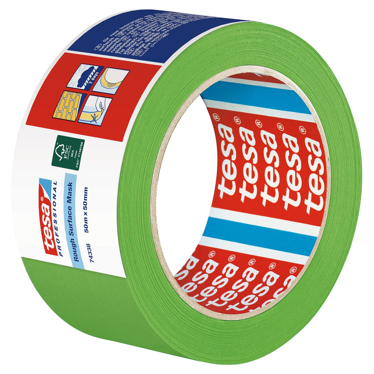 tesa Professional 74338 Rough Surface Abdeckband, grün 50 m x 50 mm