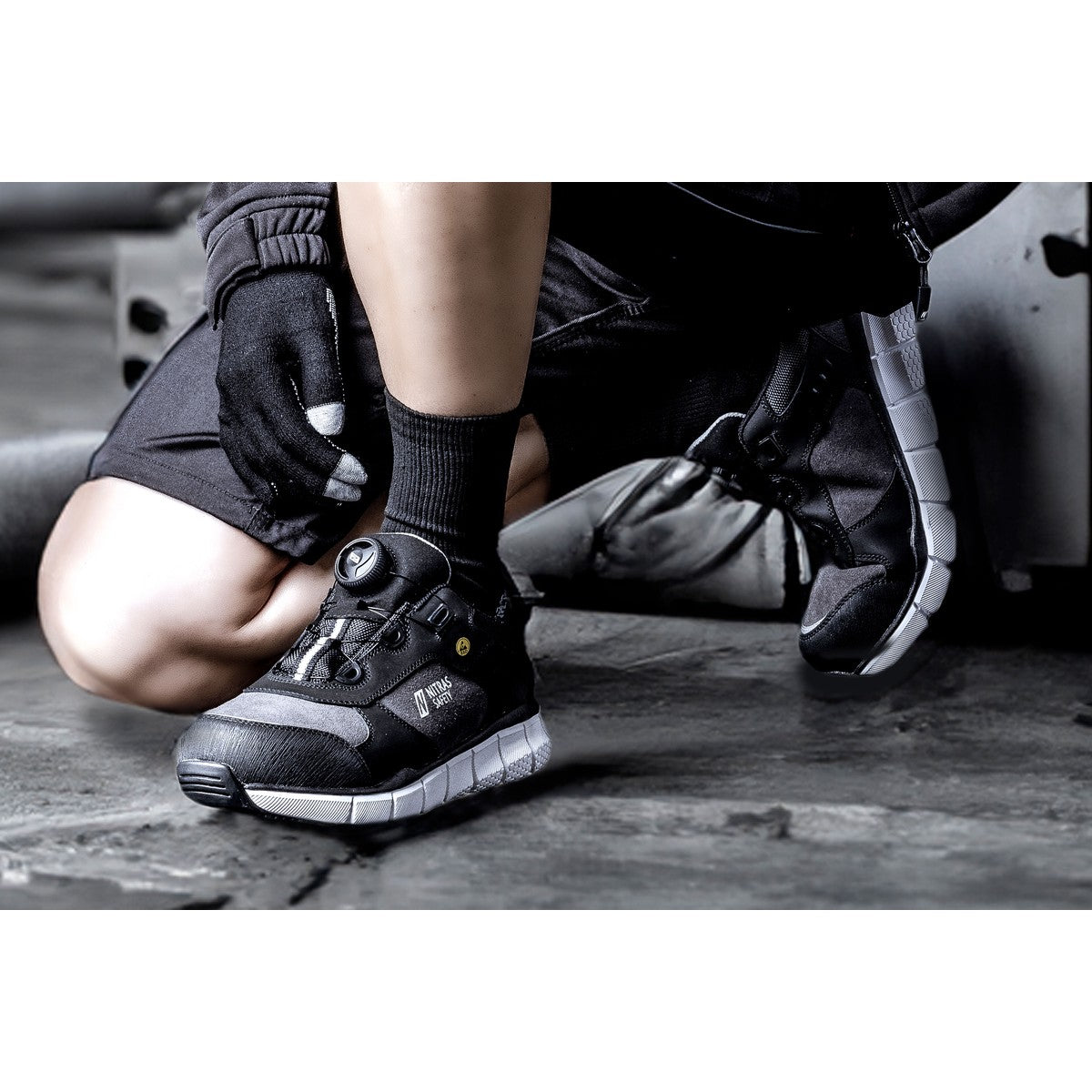 Półbuty bezpieczne NITRAS SONIC STEP FIT, S3S FO HRO SC SR, szaro-czarne