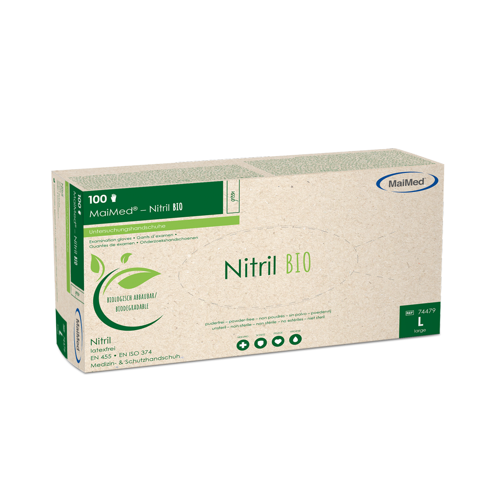 MaiMed-Nitrile BIO, niejałowe, bezpudrowe Rękawiczki nitrylowe bezlateksowe, zielone, 100 szt./op.