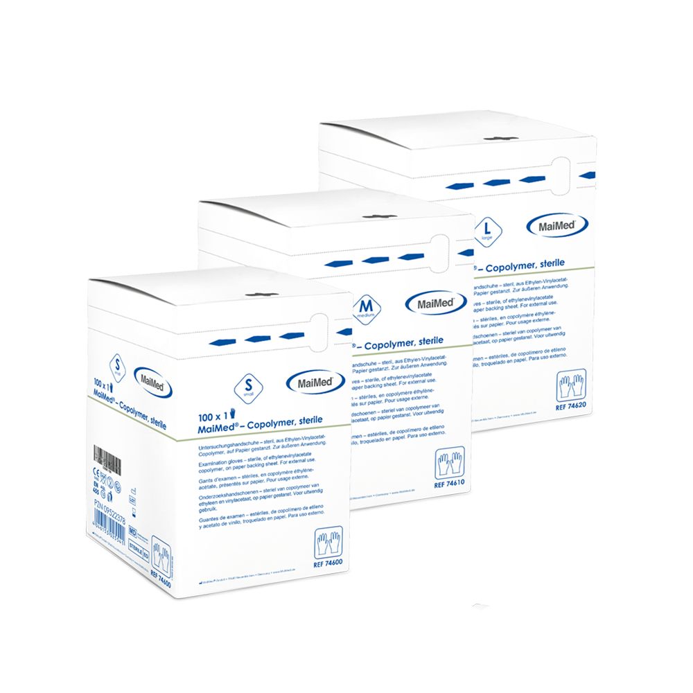 Sterylne, jednorazowe rękawiczki kopolimerowe MaiMed