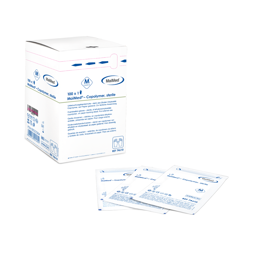 Sterylne, jednorazowe rękawiczki kopolimerowe MaiMed