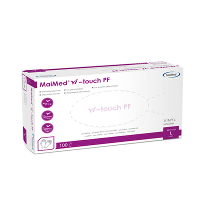Jednorazowe rękawiczki winylowe MaiMed vi-touch, bezpudrowe, 100 szt./op