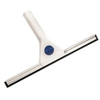 Ściągaczka do okien, biała, 350 mm od Diversey Deutschland GmbH & Co. OHG zapewnia czyszczenie szkła bez smug dzięki czarnej gumowej listwie na srebrnej metalowej krawędzi; dostępne w kartonie (2 opakowania).