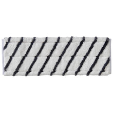 TASKI MicroEasy Scouring Mop od Diversey Deutschland GmbH & Co. OHG to prostokątna biała nakładka z ukośnymi czarnymi paskami, idealna do czyszczenia płytek i usuwania mocno przylegających zabrudzeń. Karton zawiera 5 opakowań.