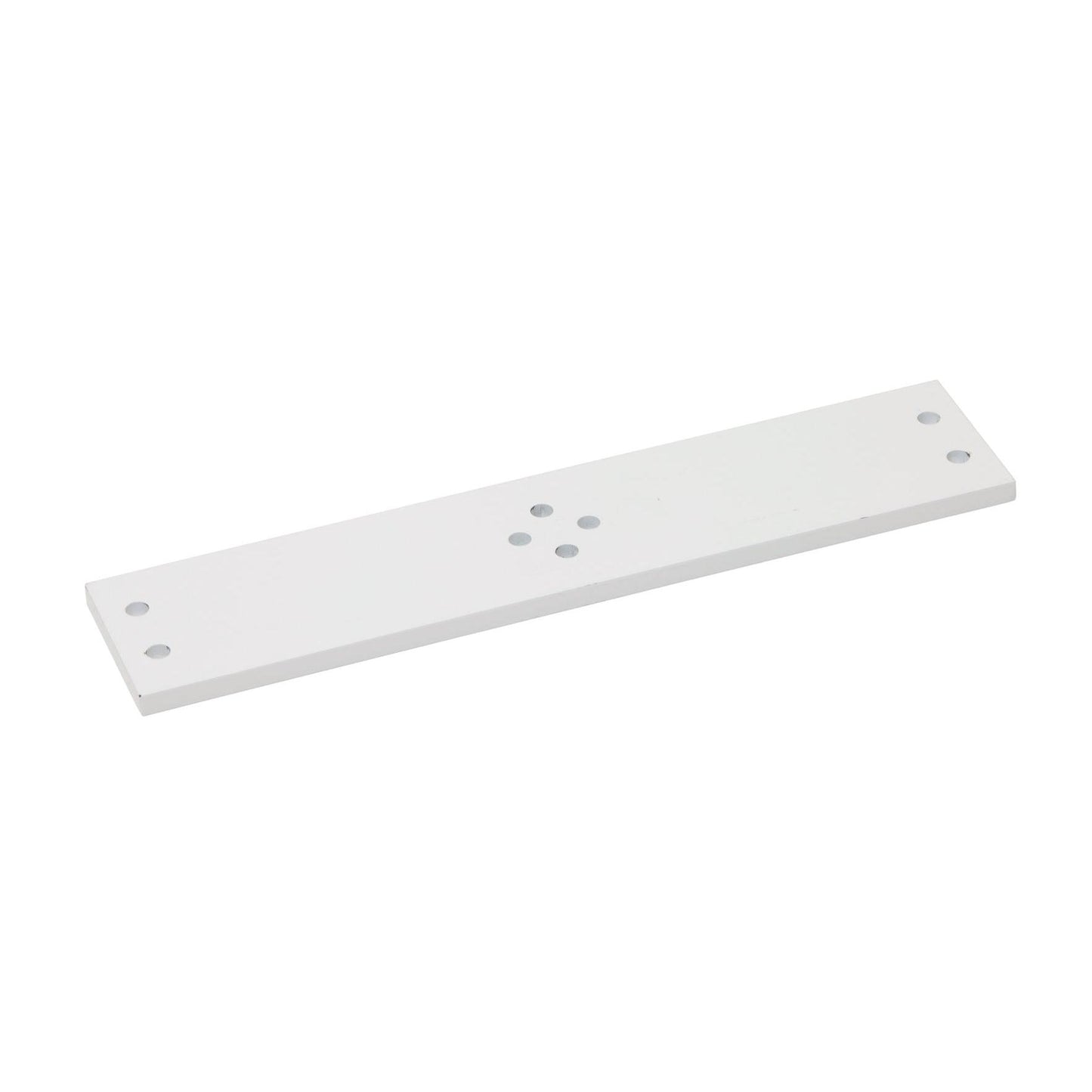 Płyta mocująca TASKI do profilu aluminiowego firmy Diversey Deutschland GmbH & Co. OHG to biała metalowa płyta z ośmioma otworami, idealna do bezpiecznego mocowania na wszystkich wózkach. Opakowanie zawiera 1 sztukę.