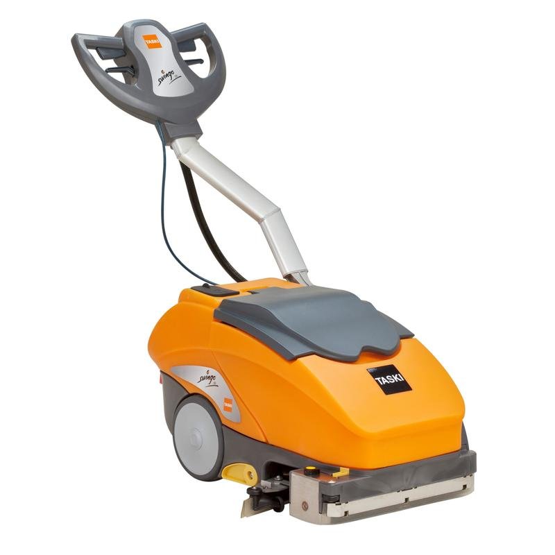 TASKI swingo 350 B BMS Li-Ion od Diversey Deutschland GmbH & Co. OHG to niezwykle kompaktowa, zwrotna, bateryjna maszyna szorująco-ssąca z akumulatorem litowym, idealna do małych i zagraconych powierzchni.