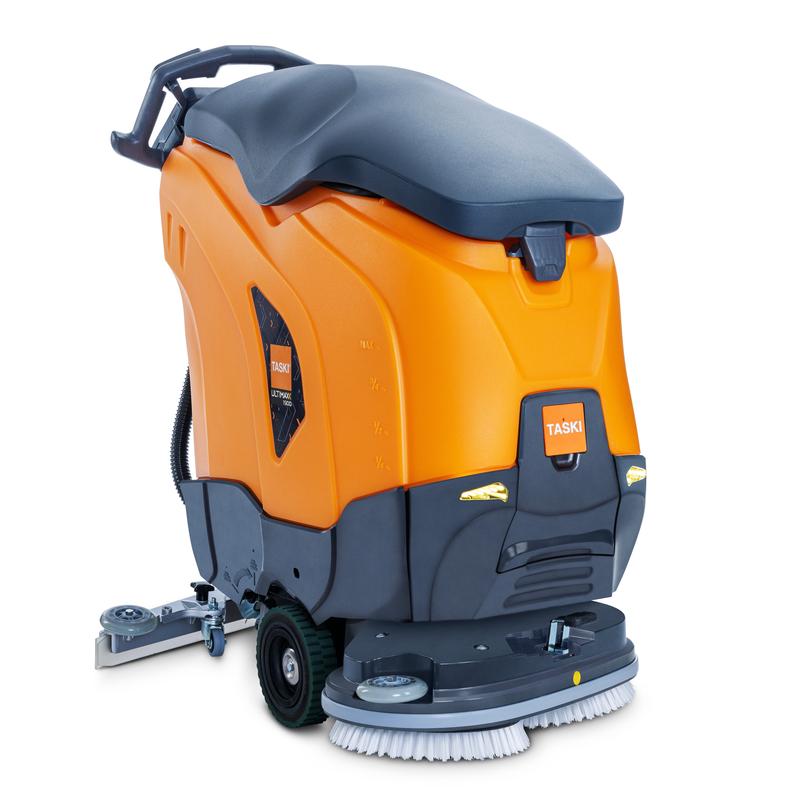 TASKI ULTIMAXX 1900 DD55 Economy P od Diversey: następna generacja beznapędowej maszyny szorująco-odsysającej z 42-litrowym zbiornikiem, 55 cm podwójną tarczą i solidnym designem - idealna do efektywnego czyszczenia podłóg.