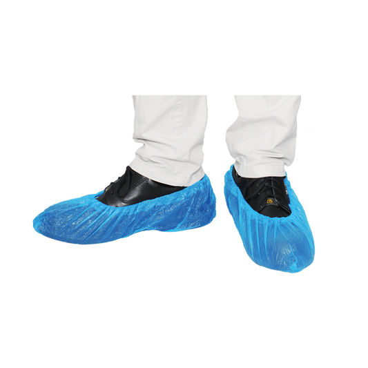 MaiMed-Cover Ochraniacze na buty CPE Jednorazowe ochraniacze na buty wykonane z CPE, niebieskie, 100 szt./op. | Opakowanie (100 sztuk)