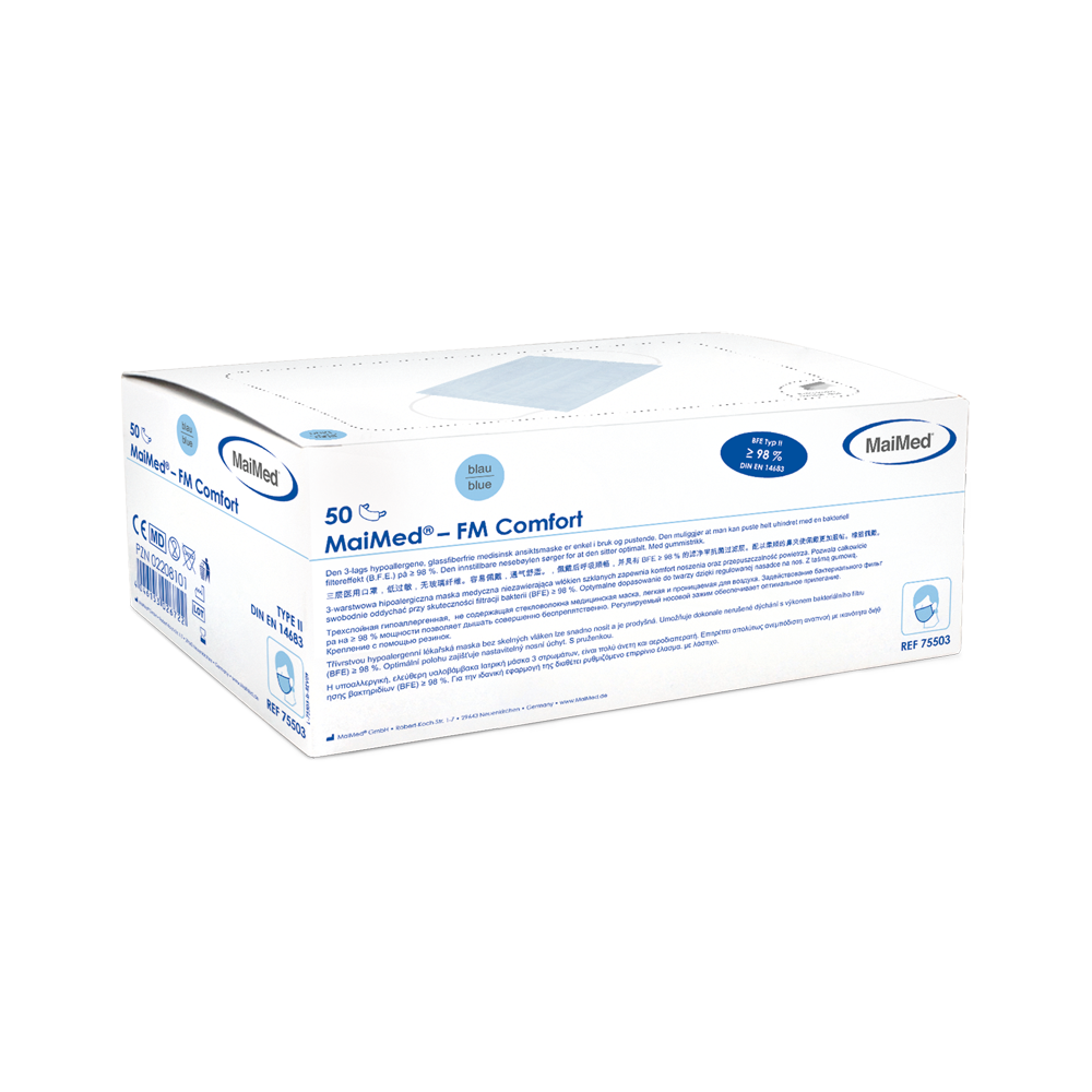 Maska chirurgiczna MaiMed-FM Comfort, niejałowa, 3-warstwowa, op. 50 szt.