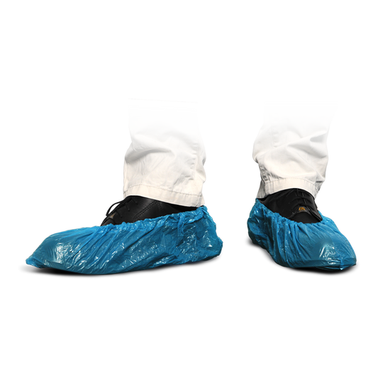 MaiMed-Cover Ochraniacze na buty z PE Jednorazowe ochraniacze na buty z PE, niebieskie, 100 szt./op. | Opakowanie (100 sztuk)