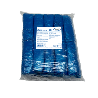 MaiMed-Cover Ochraniacze na buty z PE Jednorazowe ochraniacze na buty z PE, niebieskie, 100 szt./op. | Opakowanie (100 sztuk)