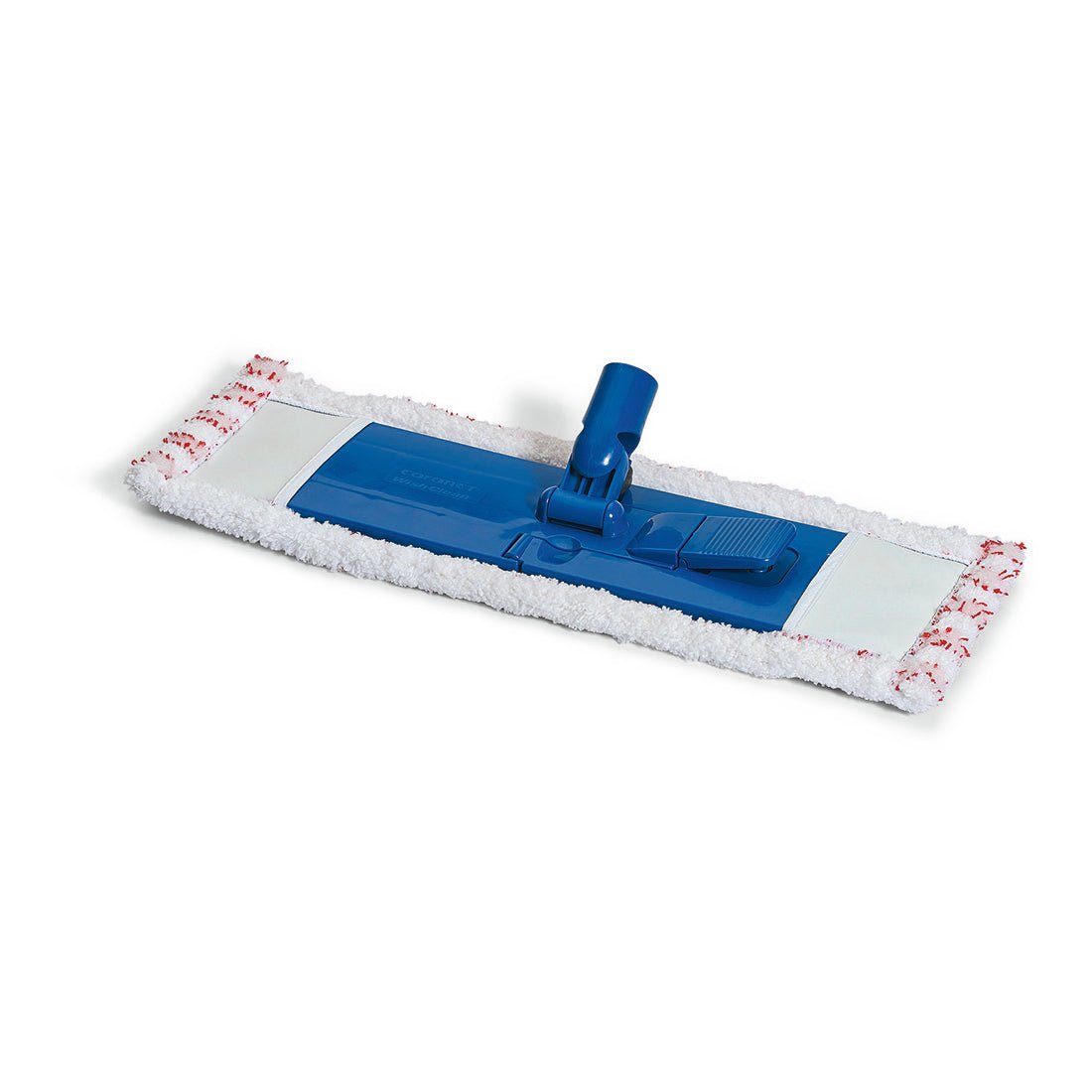 Nölle Profi Brush Bodenwischer (45x15 cm) firmy Nölle Profi Brush Bürsten- & Pinseltechnik e.K. to plastikowa głowica płaskiego mopa z białą/czerwoną nakładką z mikrofibry, przeznaczona do czyszczenia podłóg i wyposażona w centralne mocowanie kija.