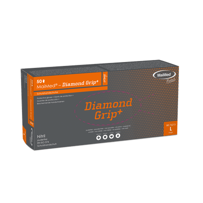 Rękawica nitrylowa MaiMed-Diamond Grip+ pomarańczowa, niejałowa, pf bezlateksowa