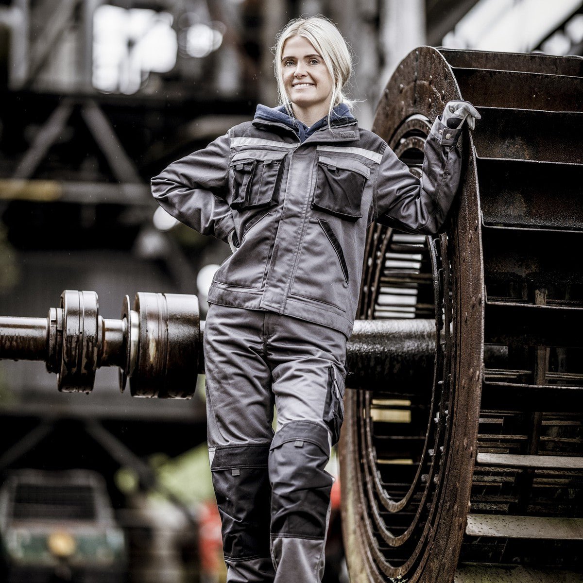 NITRAS MOTION TEX PLUS, ogrodniczki, szaro-czarne