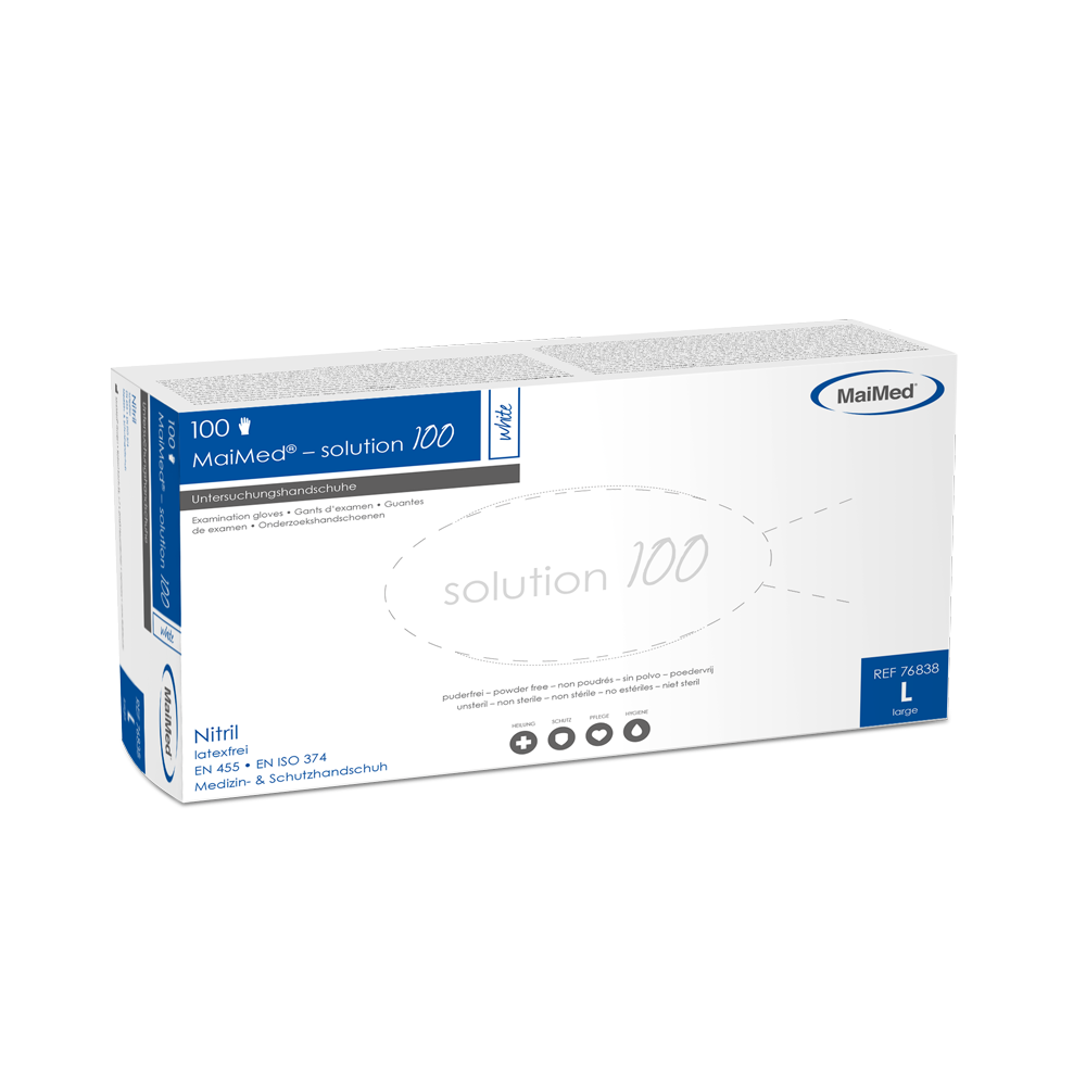 Rękawiczki MaiMed-solution 100 białe niesterylne, pf bezlateksowe, białe, 100 szt./op.