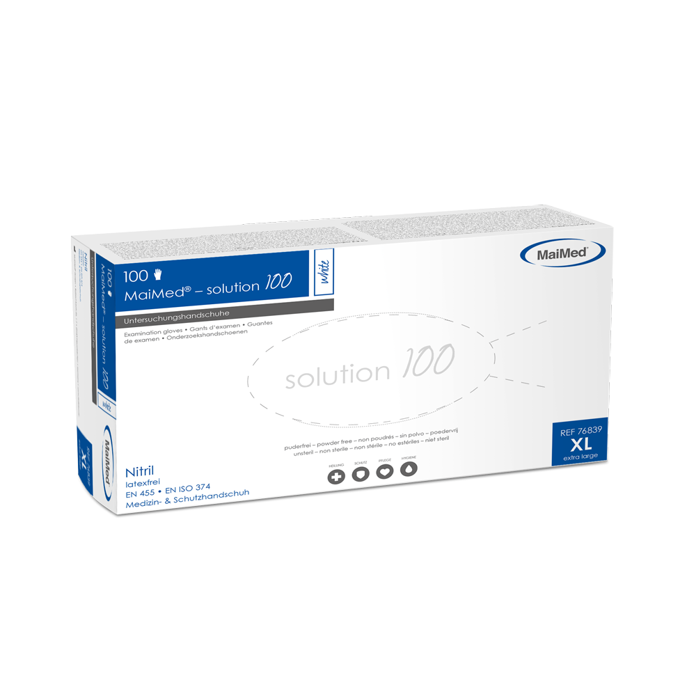 Rękawiczki MaiMed-solution 100 białe niesterylne, pf bezlateksowe, białe, 100 szt./op.