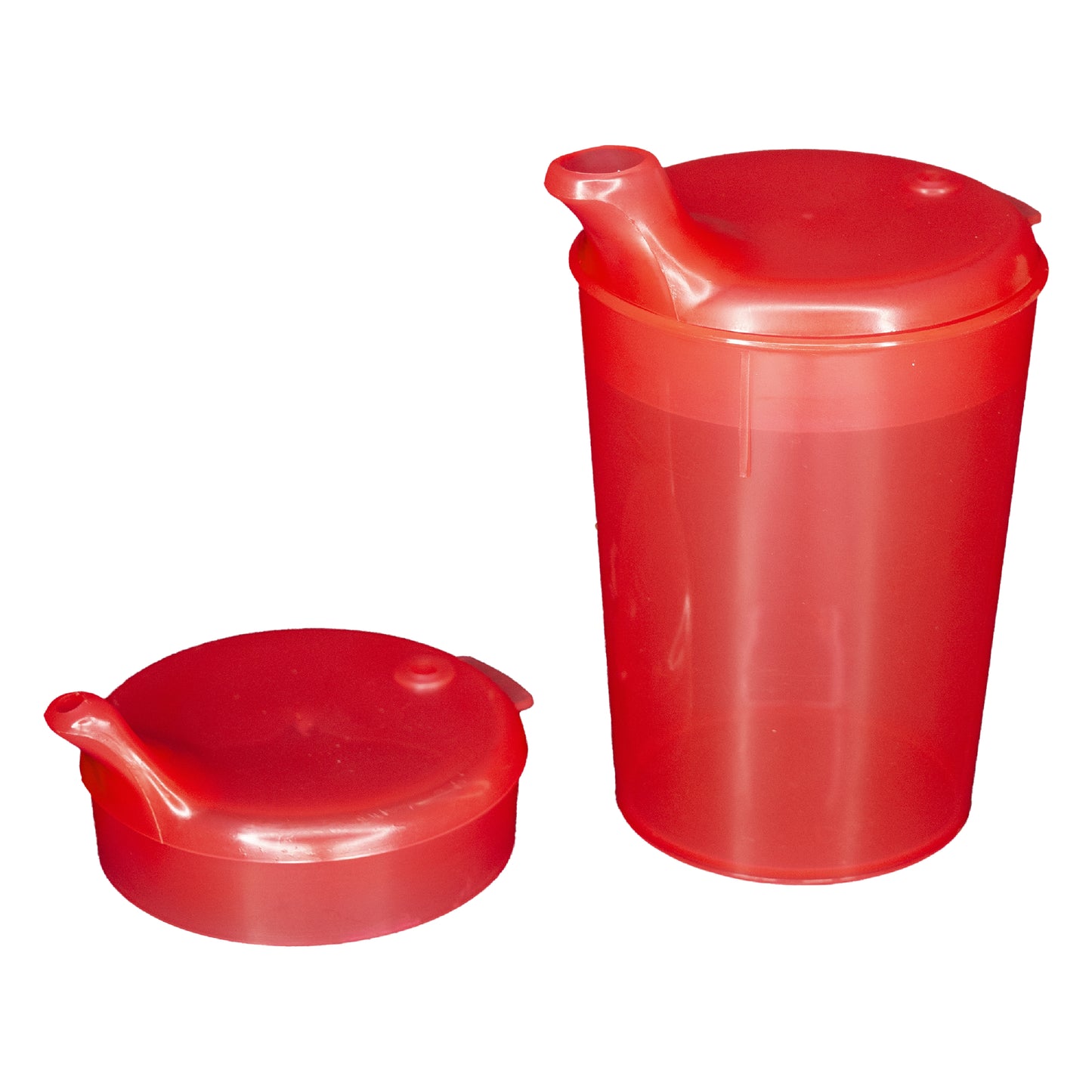 Zestaw kubków niekapków NITRAS, polipropylen, czerwony, 3 sztuki, 1 filiżanka o pojemności 250 ml, 1 otwór w pokrywie 12x10 mm, 1 otwór w pokrywie 4x4 mm, pudełko 50 zestawów | Karton (1 opakowanie)