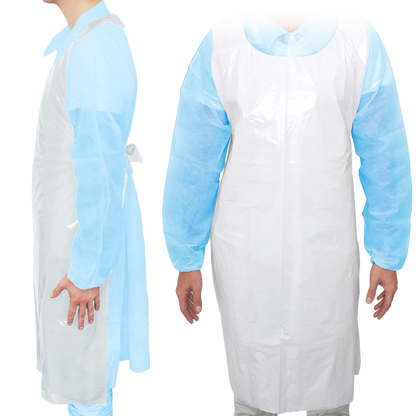 MaiMed-Apron Light PE, fartuch z PE 75x120cm biały, 100 szt./op., blokowany, gładka powierzchnia | Opakowanie (100 sztuk)