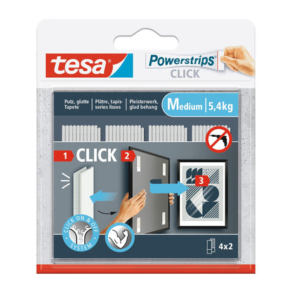 tesa Powerstrips Click Klett-Klebepads, weiß 4 x 2 m