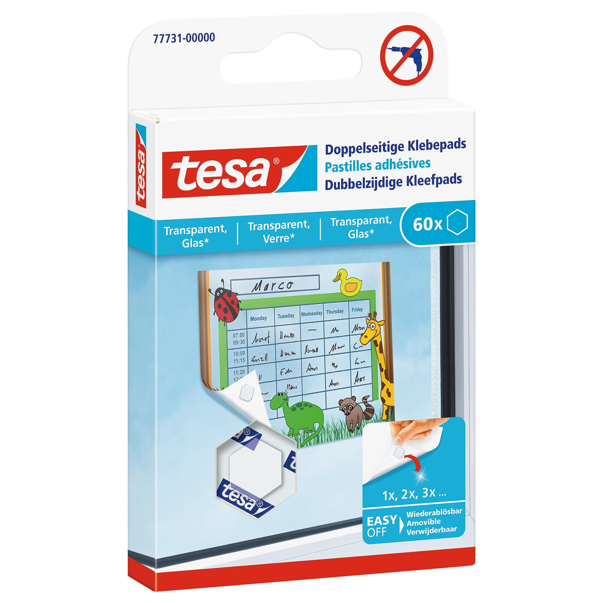 tesa Doppelseitige Klebepads für transparente Oberflächen und Glas