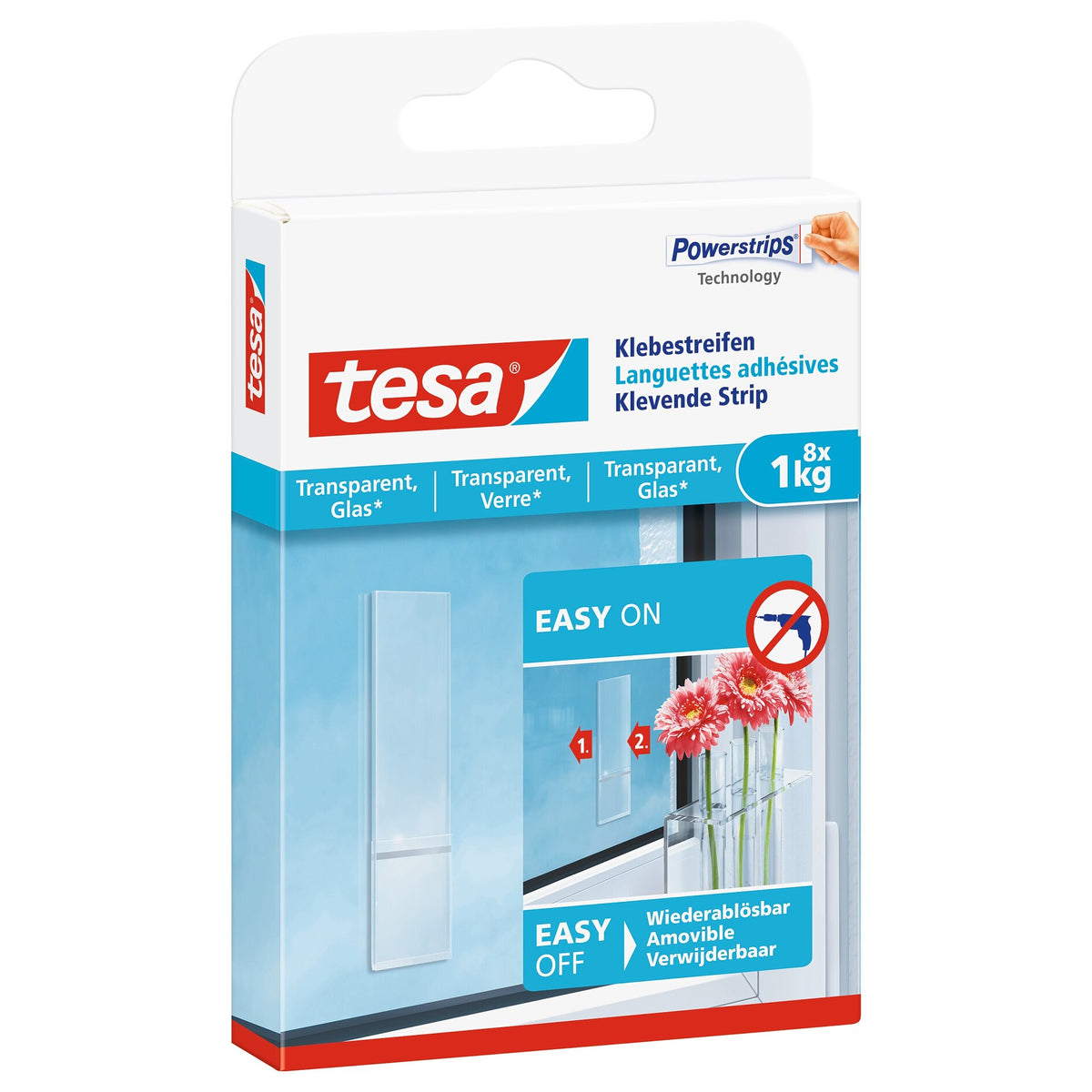 tesa Klebestreifen für transparente Oberflächen und Glas bis 1 kg