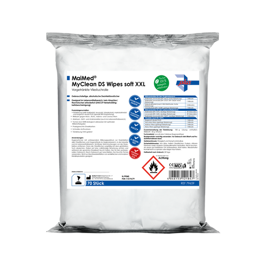 MaiMed MyClean DS Wipes miękkie XXL - 70 arkuszy nasączonych MaiMed MyClean DS | Opakowanie (70 arkuszy)