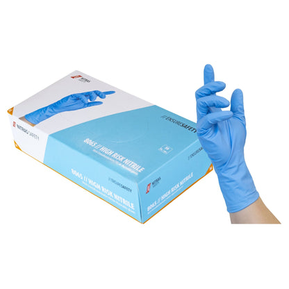 NITRAS HIGH RISK NITRILE, jednorazowe rękawiczki nitrylowe, niebieskie