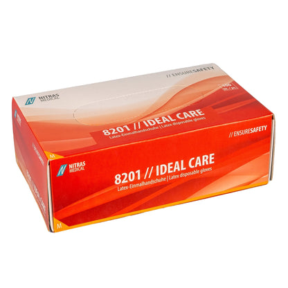 Rękawiczki jednorazowe NITRAS IDEAL CARE, lateksowe, białe
