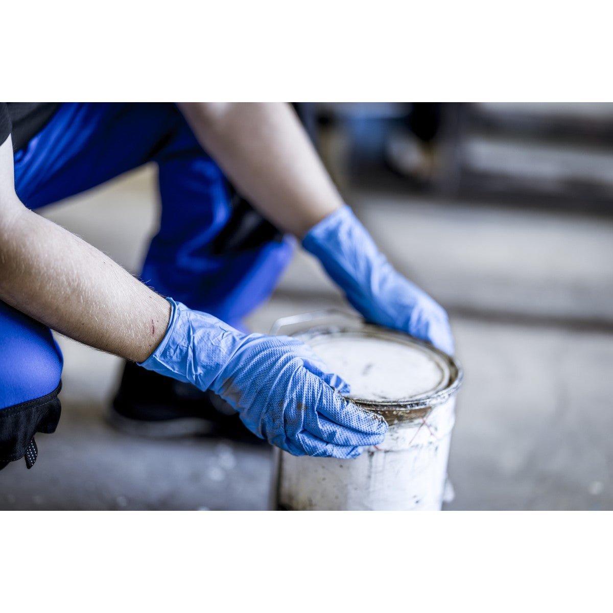 Rękawiczki jednorazowe nitrylowe NITRAS TOUGH GRIP N 300, kolor niebieski