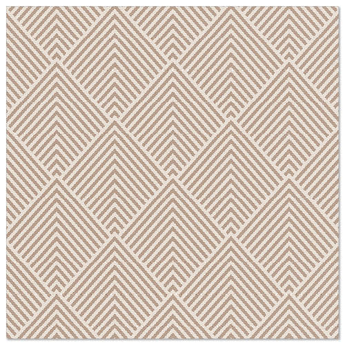 Ein quadratischer Flächenteppich mit einem sich wiederholenden geometrischen Rautenmuster in Beige und Creme, inspiriert von der strukturierten Optik der PAPSTAR 50 Servietten "ROYAL Collection" 1/4-Falz 40 x 40 cm braun von PAPSTAR GmbH.