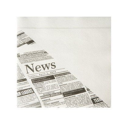 Złożona Starpak 50 serwetek przekąskowych, podobnych do tkaniny, Airlaid 1/4-złożenie (32,5 x 30,5 cm) w białym wzorze "Newsprint", z "News" i reklamami w czarno-białym - idealna do stylowej dekoracji stołu.