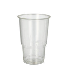 Der PAPSTAR Kaltgetränkebecher PLA "pure", glasklar mit Schaumrand (25 Stück) von PAPSTAR GmbH steht auf weißem Hintergrund und zeigt sich als umweltfreundlicher Einwegbecher für nachhaltige Entscheidungen.