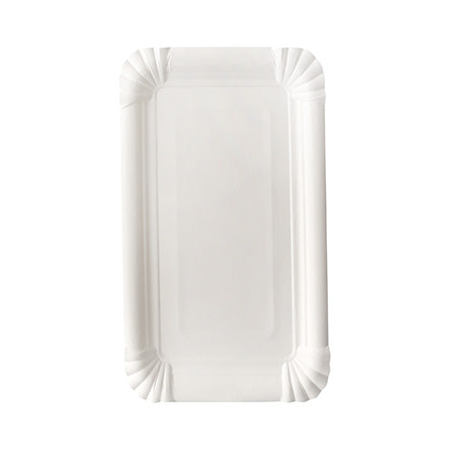 Prostokątny talerz papierowy PAPSTAR, 13x20 cm, biały, "pure" (12 sztuk) firmy PAPSTAR GmbH oferuje prostokątną, ekologiczną wersję z falistymi krawędziami i zaokrąglonymi rogami - idealny do świątecznego serwowania.