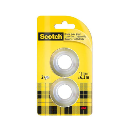 Opakowanie uzupełniające taśmy dwustronnej Scotch® firmy 3M Deutschland GmbH zawiera 2 rolki o wymiarach 12 mm x 6,3 m w żółto-kratkowanym wzorze z logo Scotch - idealne jako praktyczne opakowanie uzupełniające do Twoich potrzeb klejących.
