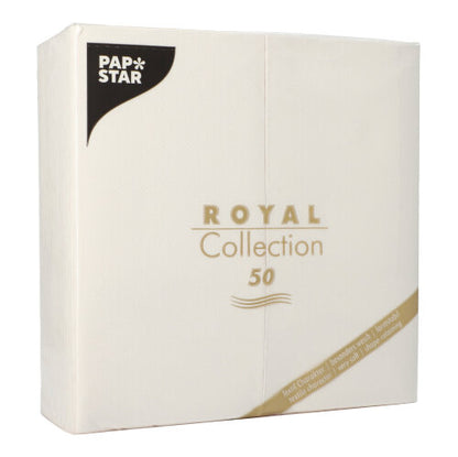 Die ROYAL Collection der PAPSTAR GmbH umfasst 50 weiße Papierservietten (40x40 cm, 1/8-Falz), die sich mit ihrem schlichten, eleganten Design ideal für eine stilvoll gedeckte Tafel eignen.