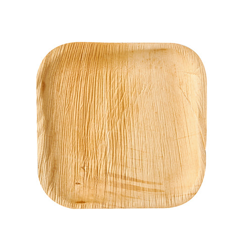 Talerz PAPSTAR 6 „pure“ prostokątny z liścia palmowego firmy PAPSTAR GmbH to ekologiczny jednorazowy talerz z widoczną strukturą i zaokrąglonymi rogami, prezentowany na białym tle.