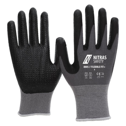NITRAS FLEXIBLE FIT+, rękawice montażowe, kolor szaro-czarny
